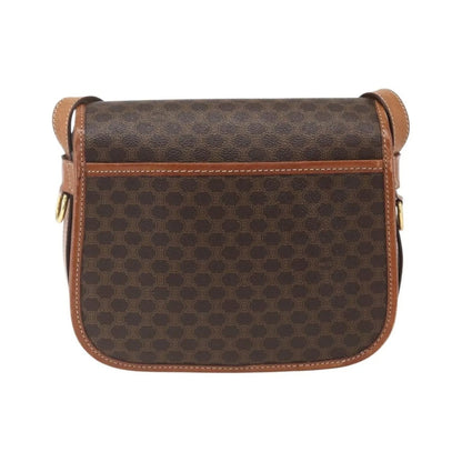 Celine Vintage Macadam Canvas and Leather, Brown, Canvas, Shoulder Bag