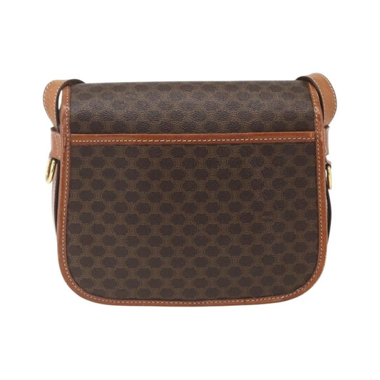 Celine Vintage Macadam Canvas and Leather, Brown, Canvas, Shoulder Bag
