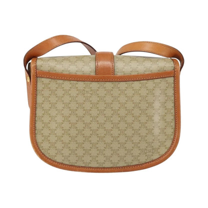 Celine Vintage Macadam Canvas and Leather, Beige, Canvas, Shoulder Bag
