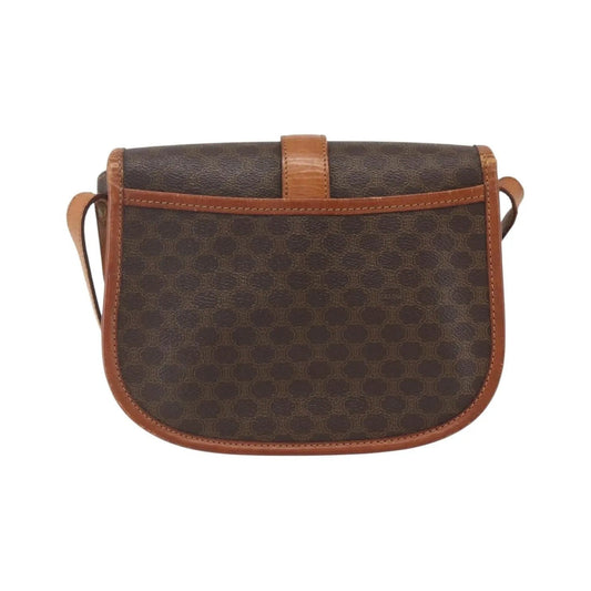Celine Vintage Macadam Canvas and Leather, Brown, Canvas, Shoulder Bag