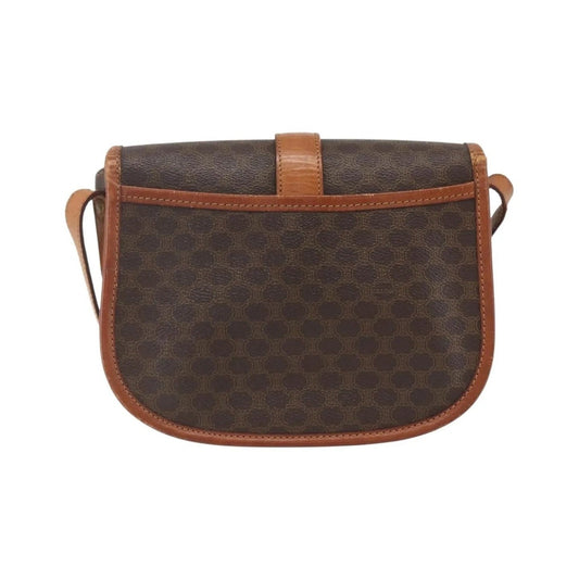 Celine Vintage Macadam Canvas and Leather, Brown, Canvas, Shoulder Bag