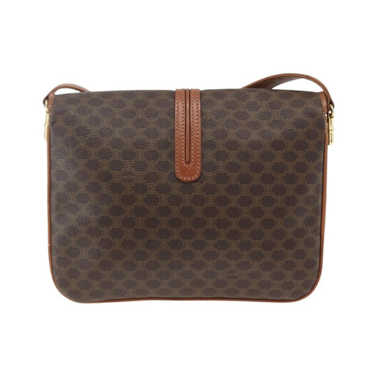 Celine Vintage Macadam Canvas and Leather, Brown, Canvas, Shoulder Bag