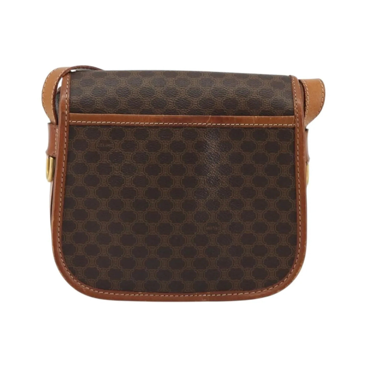 Celine Vintage Macadam Canvas and Leather, Brown, Canvas, Shoulder Bag