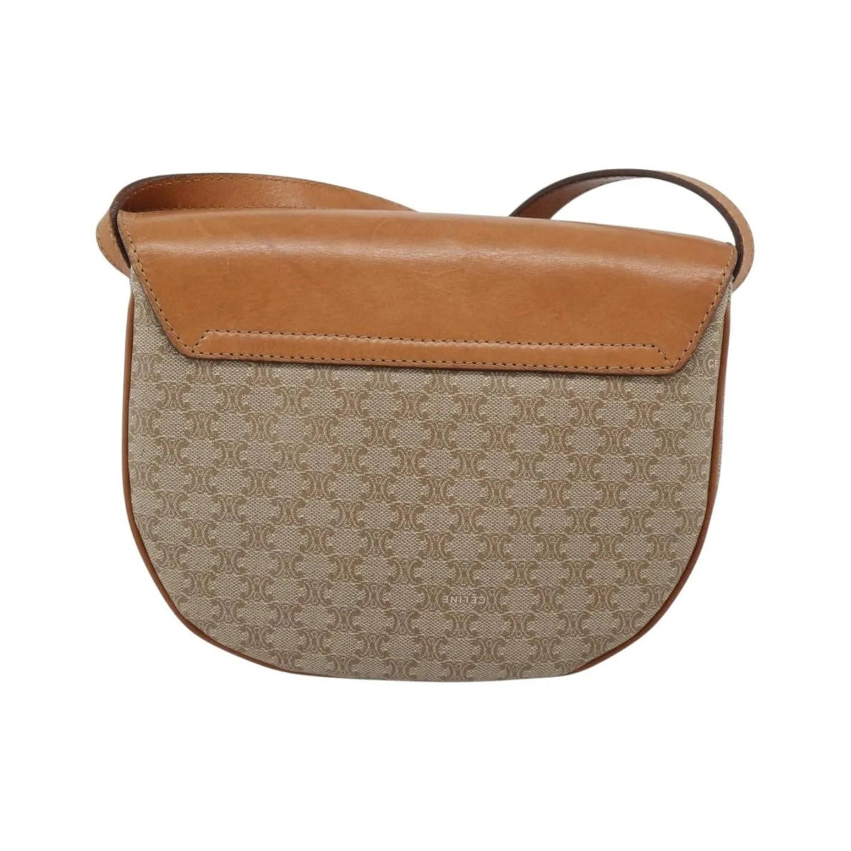 Celine Vintage Macadam Canvas and Leather, Beige, Canvas, Shoulder Bag