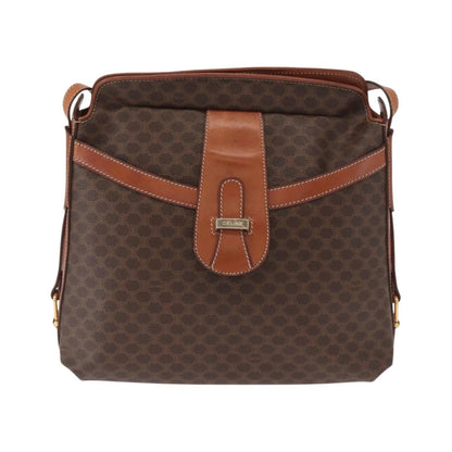 Celine Vintage Macadam Canvas and Leather, Brown, Canvas, Shoulder Bag