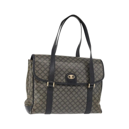 Celine Vintage Macadam Canvas and Leather, Black, Canvas, Shoulder Bag