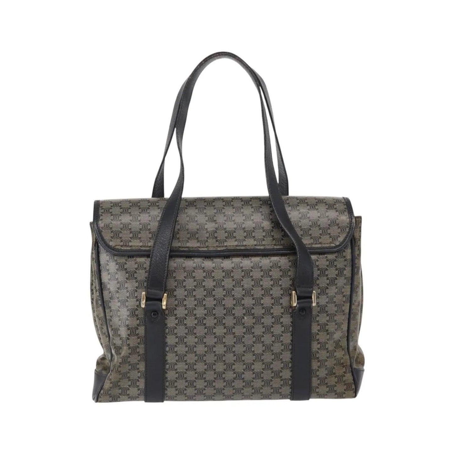 Celine Vintage Macadam Canvas and Leather, Black, Canvas, Shoulder Bag