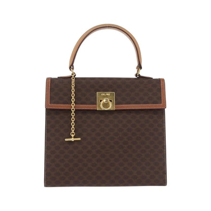 Celine Vintage Macadam Canvas and Leather, Brown, Canvas, Handbag