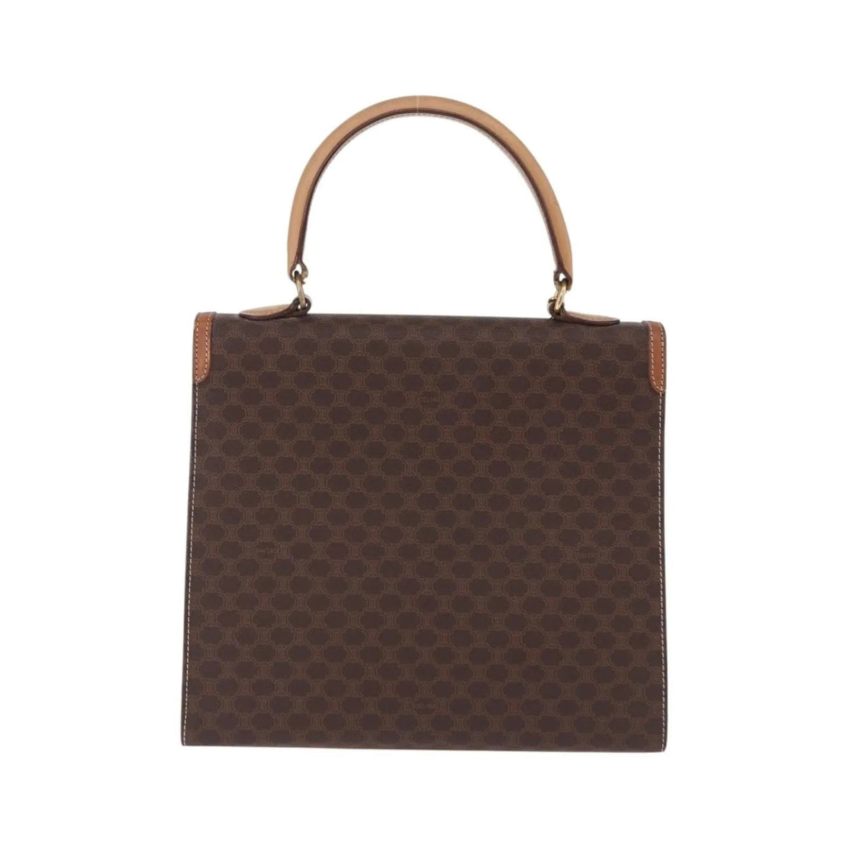Celine Vintage Macadam Canvas and Leather, Brown, Canvas, Handbag