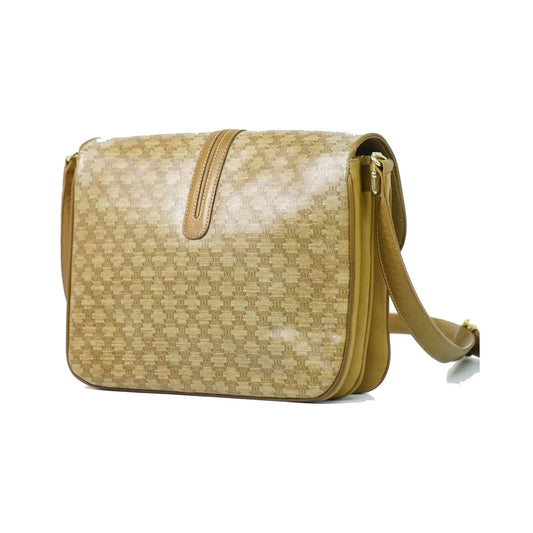 Celine Vintage Macadam Canvas and Leather, Beige, Canvas, Shoulder Bag