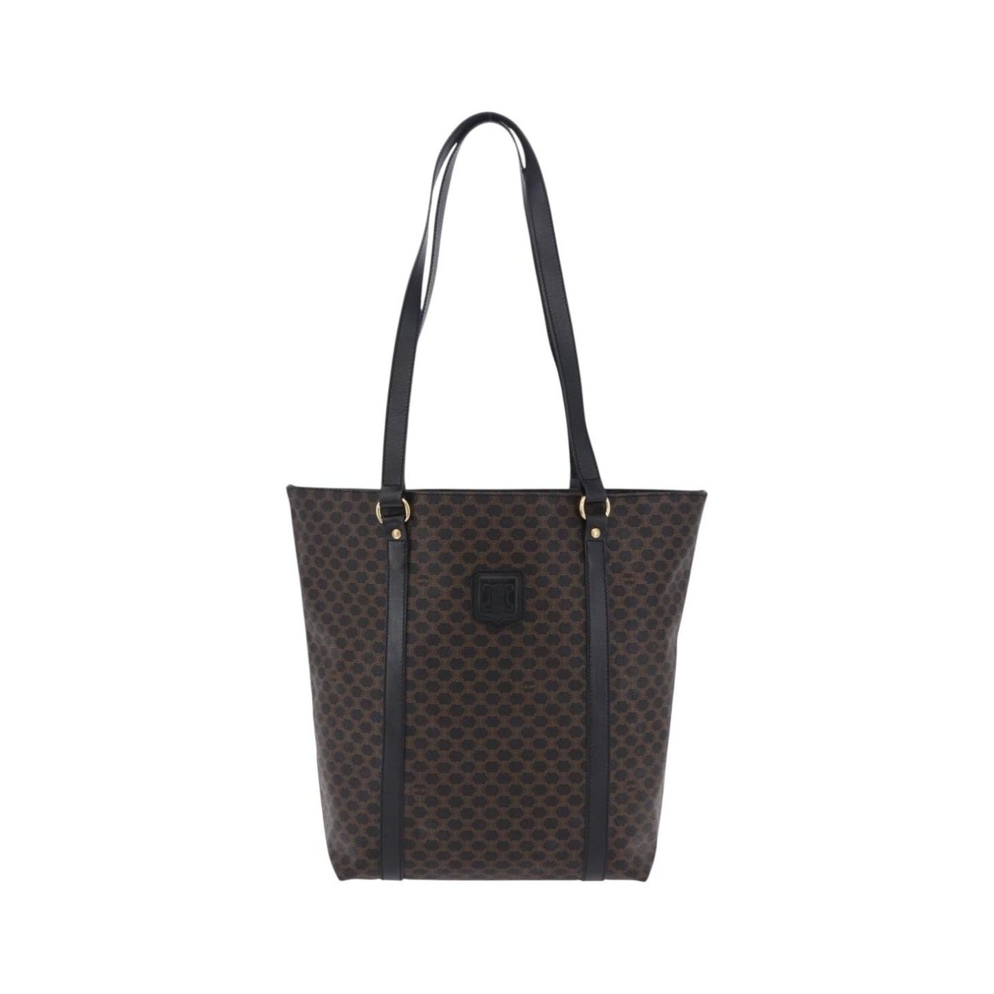 Celine Vintage Macadam Canvas and Leather, Black, Canvas, Shoulder Bag