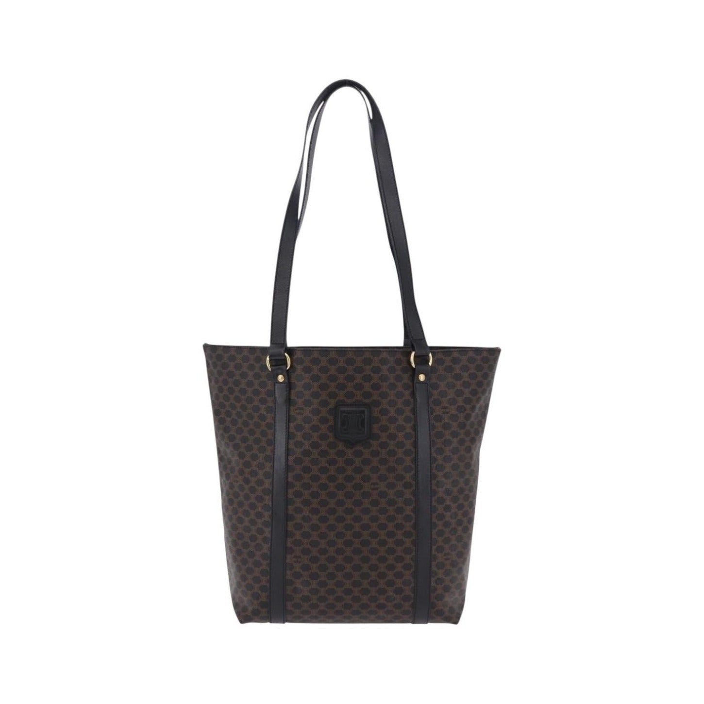 Celine Vintage Macadam Canvas and Leather, Black, Canvas, Shoulder Bag