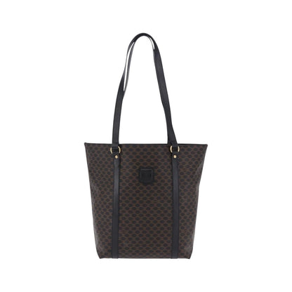 Celine Vintage Macadam Canvas and Leather, Black, Canvas, Shoulder Bag