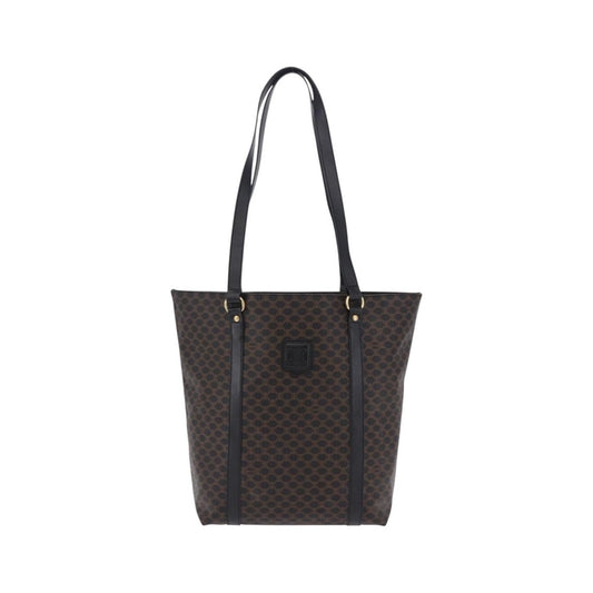 Celine Vintage Macadam Canvas and Leather, Black, Canvas, Shoulder Bag