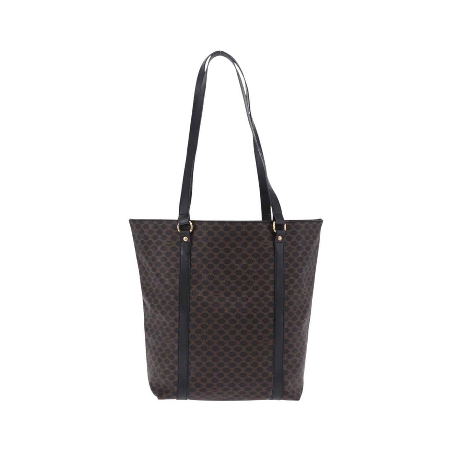 Celine Vintage Macadam Canvas and Leather, Black, Canvas, Shoulder Bag