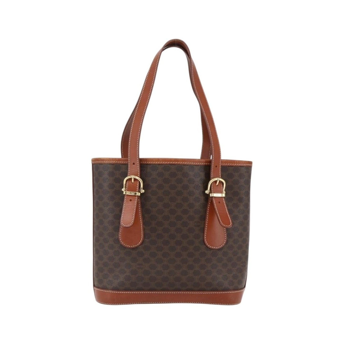 Celine Vintage Macadam Canvas and Leather, Brown, Canvas, Handbag
