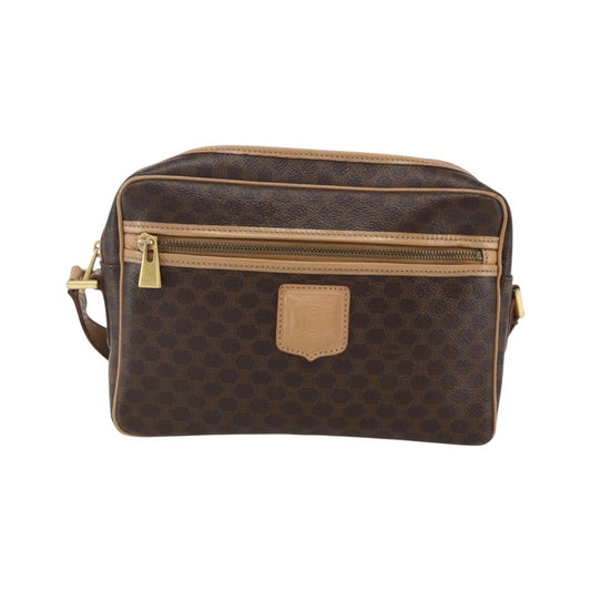 Celine Vintage Macadam Canvas and Leather, Brown, Canvas, Shoulder Bag