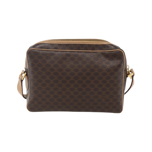 Celine Vintage Macadam Canvas and Leather, Brown, Canvas, Shoulder Bag