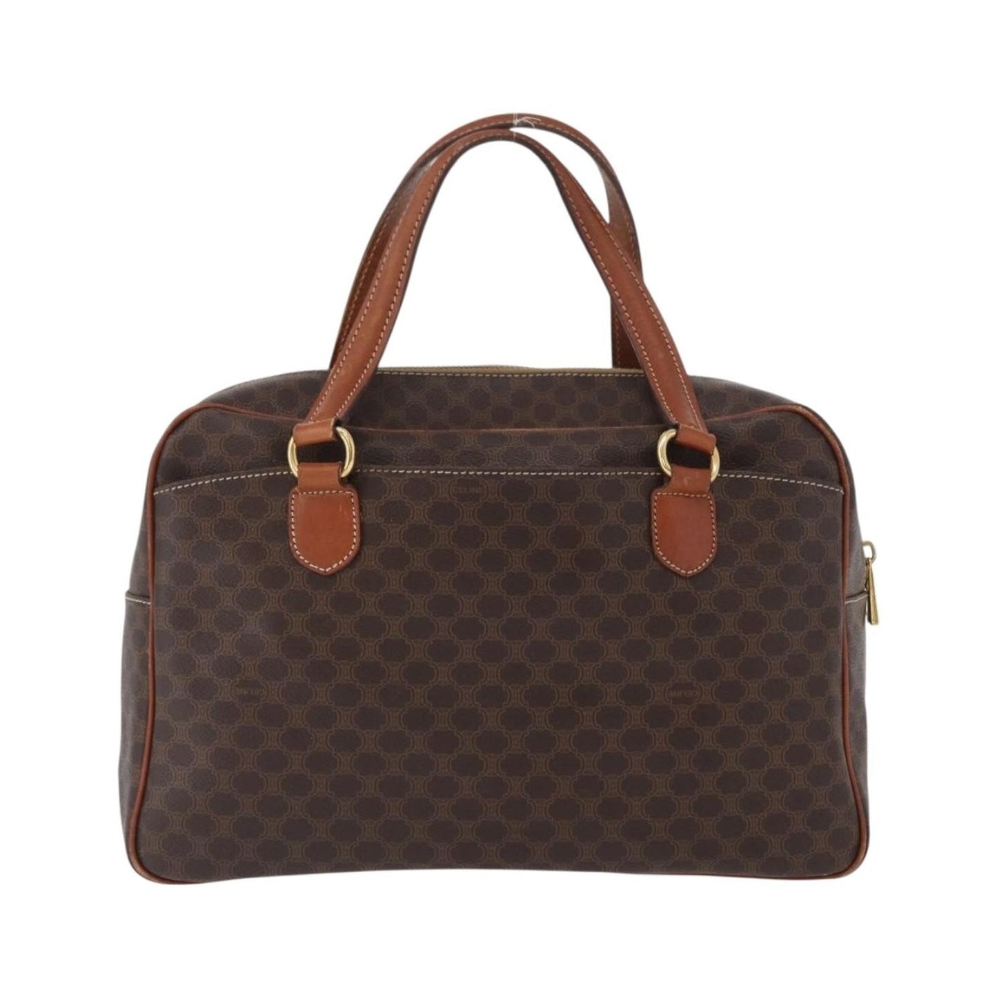 Celine Vintage Macadam Canvas and Leather, Brown, Canvas, Handbag