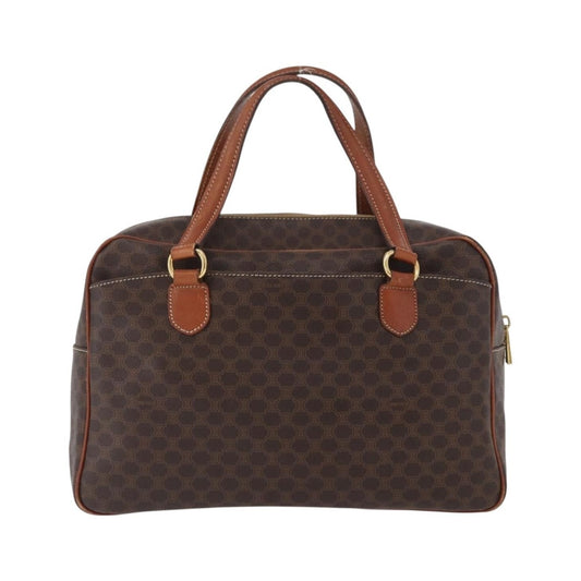 Celine Vintage Macadam Canvas and Leather, Brown, Canvas, Handbag
