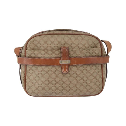 Celine Vintage Macadam Canvas and Leather, Beige, Canvas, Shoulder Bag