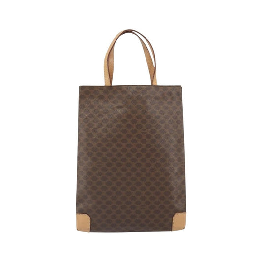 Celine Vintage Macadam Canvas and Leather, Brown, Canvas, Tote Bag
