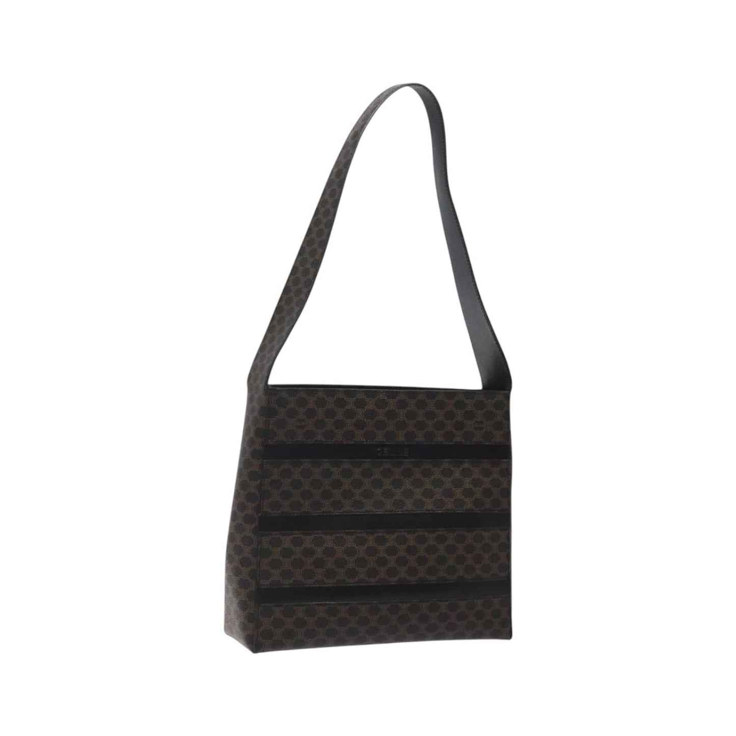 Celine Vintage Macadam Canvas and Leather, Black, Canvas, Shoulder Bag