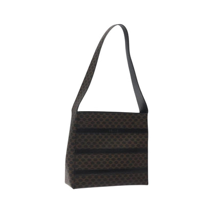 Celine Vintage Macadam Canvas and Leather, Black, Canvas, Shoulder Bag