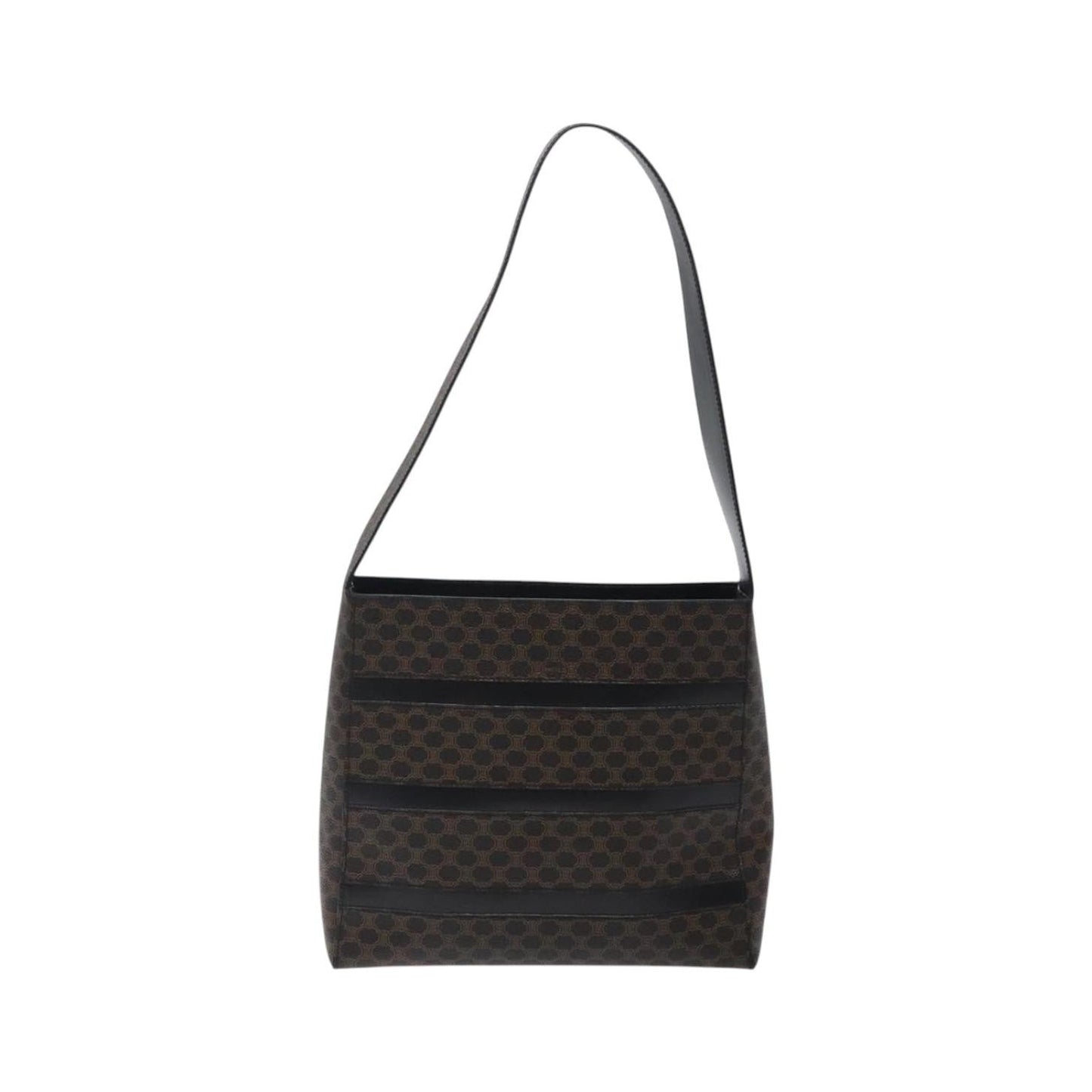 Celine Vintage Macadam Canvas and Leather, Black, Canvas, Shoulder Bag