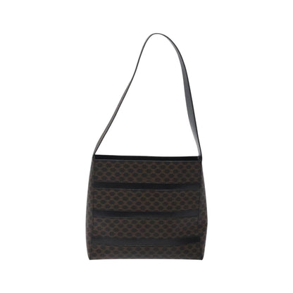 Celine Vintage Macadam Canvas and Leather, Black, Canvas, Shoulder Bag