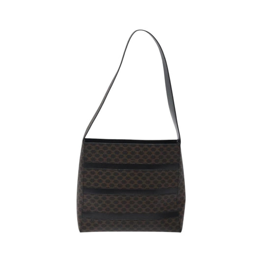 Celine Vintage Macadam Canvas and Leather, Black, Canvas, Shoulder Bag