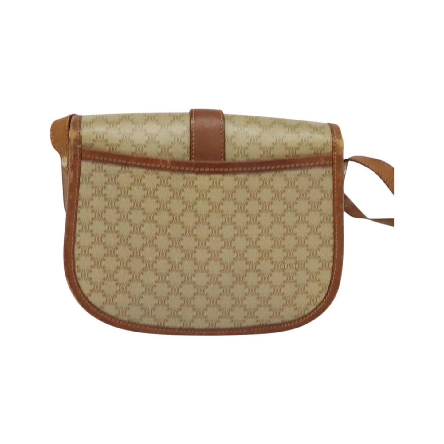 Celine Vintage Macadam Canvas and Leather, Beige, Canvas, Shoulder Bag