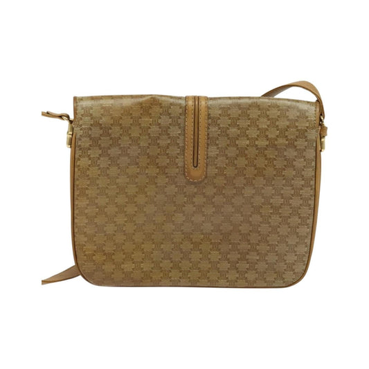Celine Vintage Macadam Canvas and Leather, Beige, Canvas, Shoulder Bag