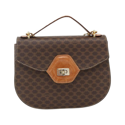 Celine Vintage Macadam Canvas and Leather, Brown, Canvas, Handbag