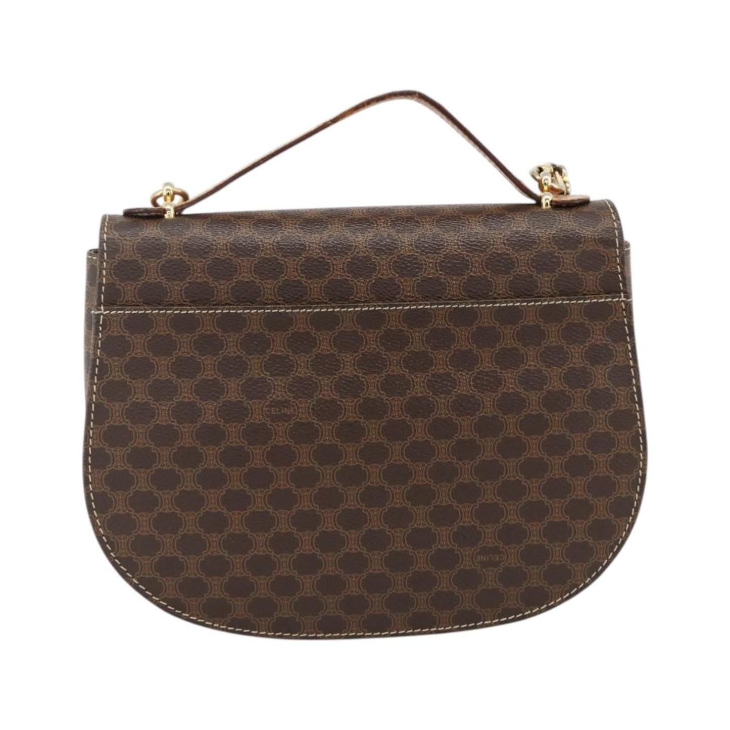 Celine Vintage Macadam Canvas and Leather, Brown, Canvas, Handbag