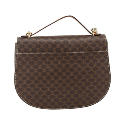 Celine Vintage Macadam Canvas and Leather, Brown, Canvas, Handbag