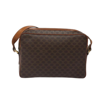 Celine Vintage Macadam Canvas and Leather, Brown, Canvas, Shoulder Bag