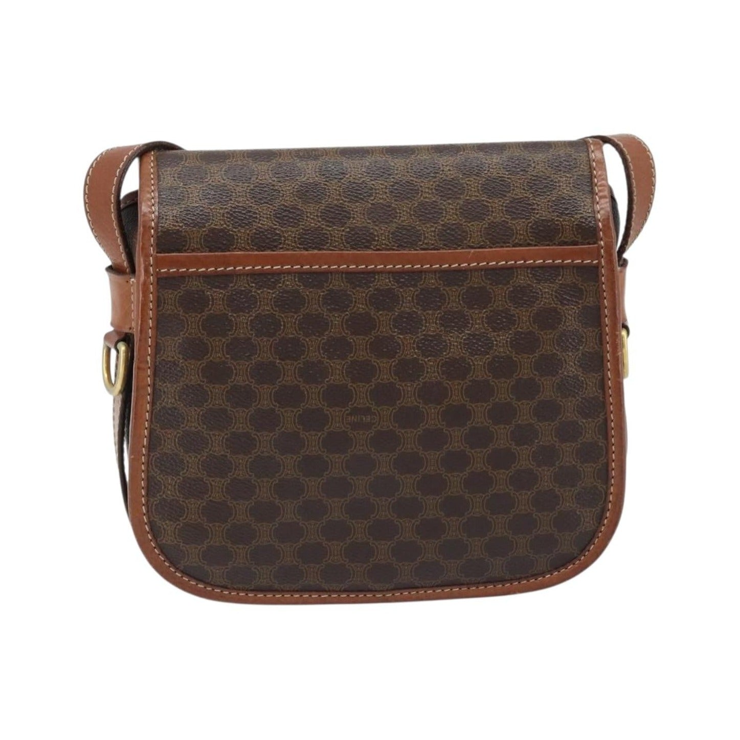 Celine Vintage Macadam Canvas and Leather, Brown, PVC, Shoulder Bag