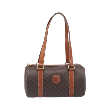 Celine Vintage Macadam Canvas and Leather, Brown, PVC, Handbag