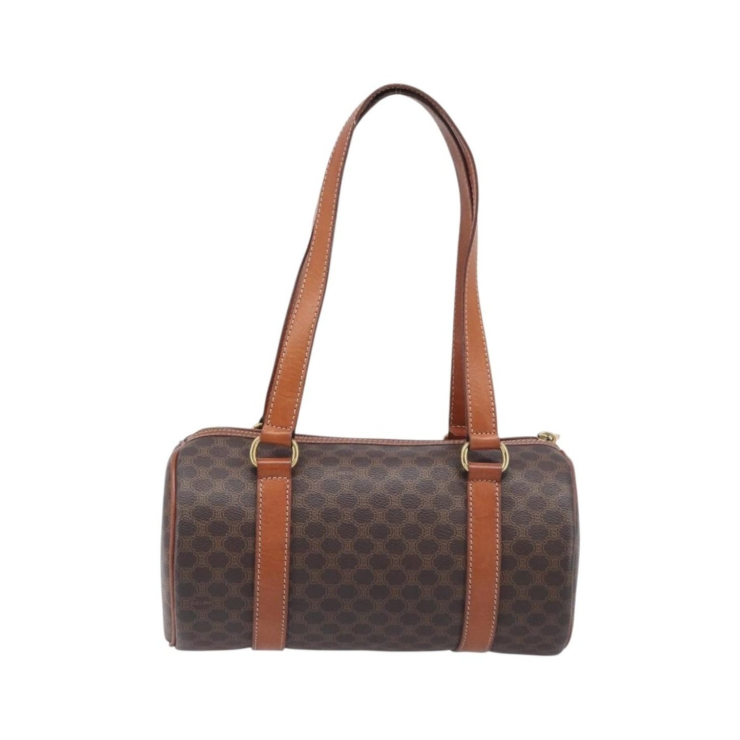 Celine Vintage Macadam Canvas and Leather, Brown, PVC, Handbag