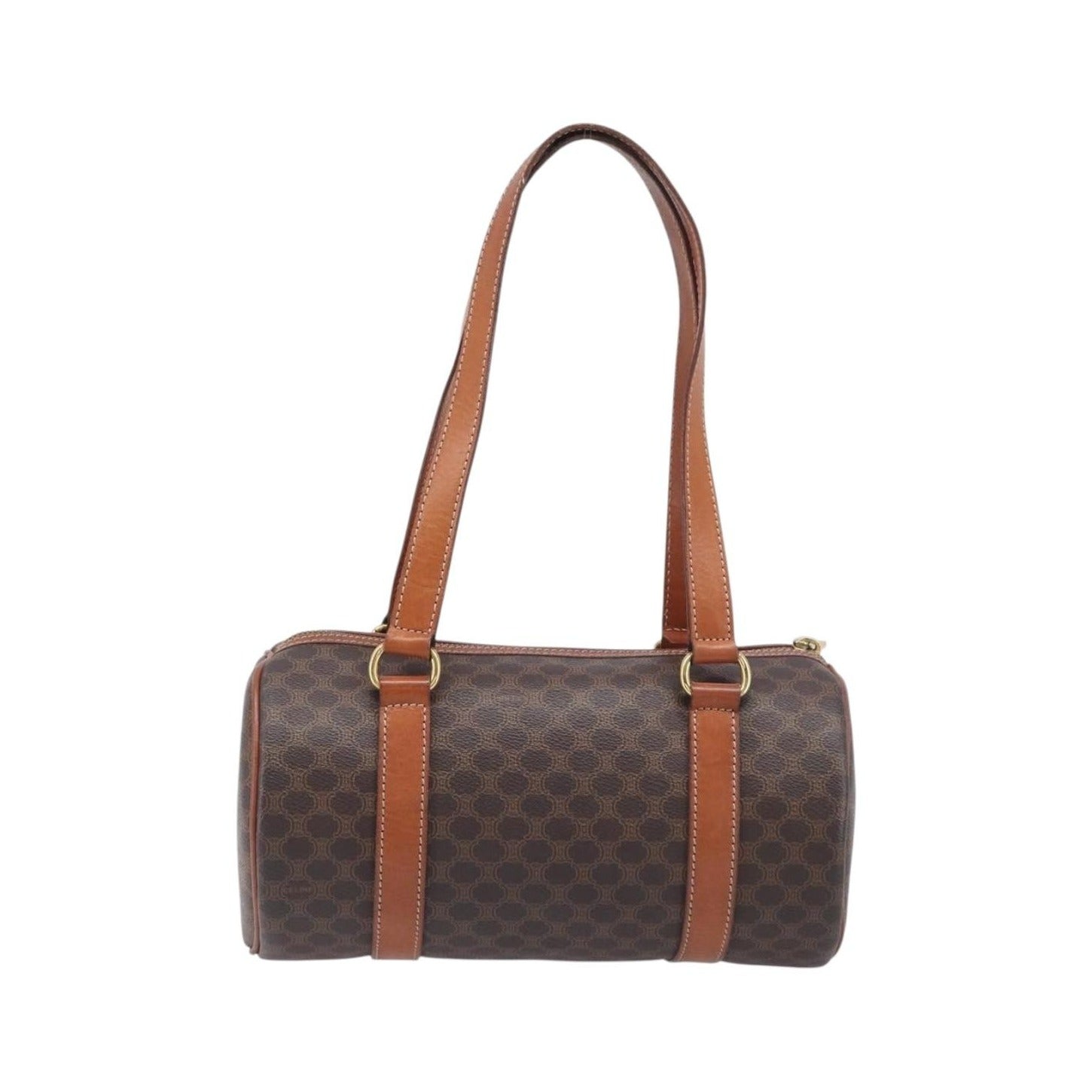 Celine Vintage Macadam Canvas and Leather, Brown, PVC, Handbag