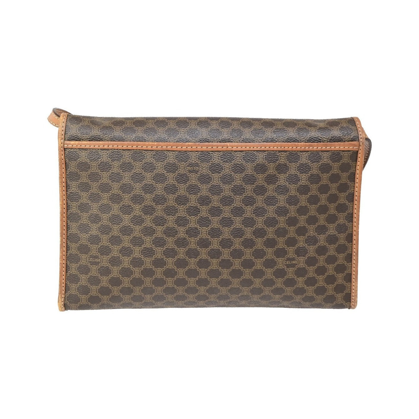 Celine Vintage Macadam Canvas and Leather, Brown, Canvas, Shoulder Bag