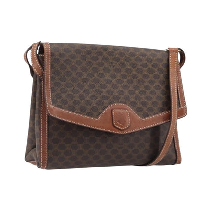 Celine Vintage Macadam Canvas and Leather, Brown, Canvas, Shoulder Bag