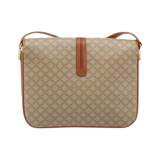 Celine Vintage Macadam Canvas and Leather, Beige, Canvas, Shoulder Bag