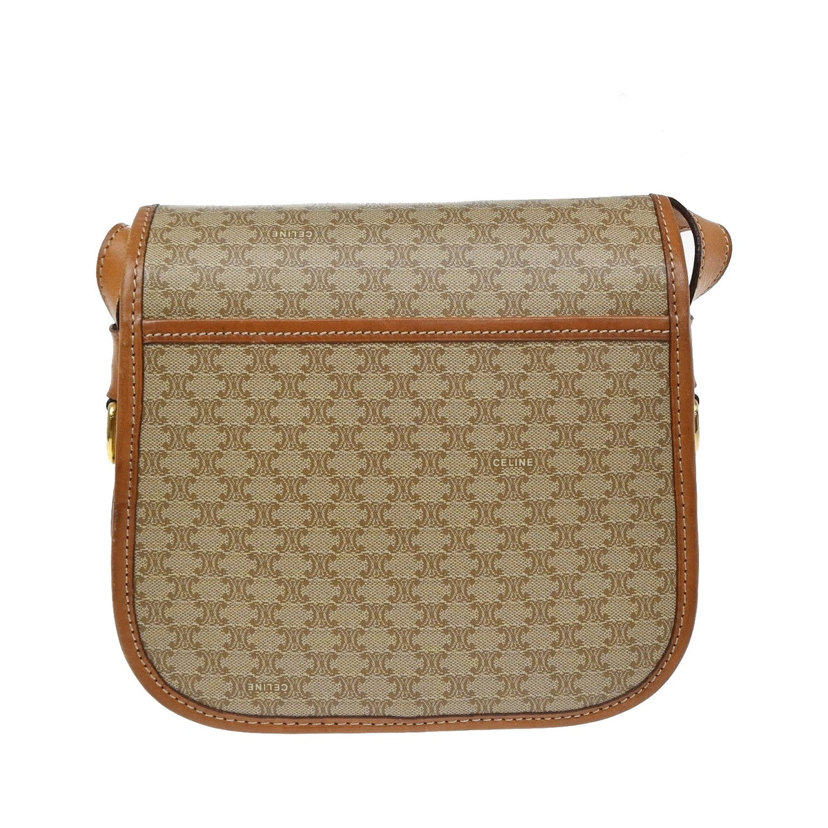 Celine Vintage Macadam Canvas and Leather, Beige, Canvas, Shoulder Bag