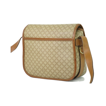 Celine Vintage Macadam Canvas and Leather, Beige, Canvas, Shoulder Bag