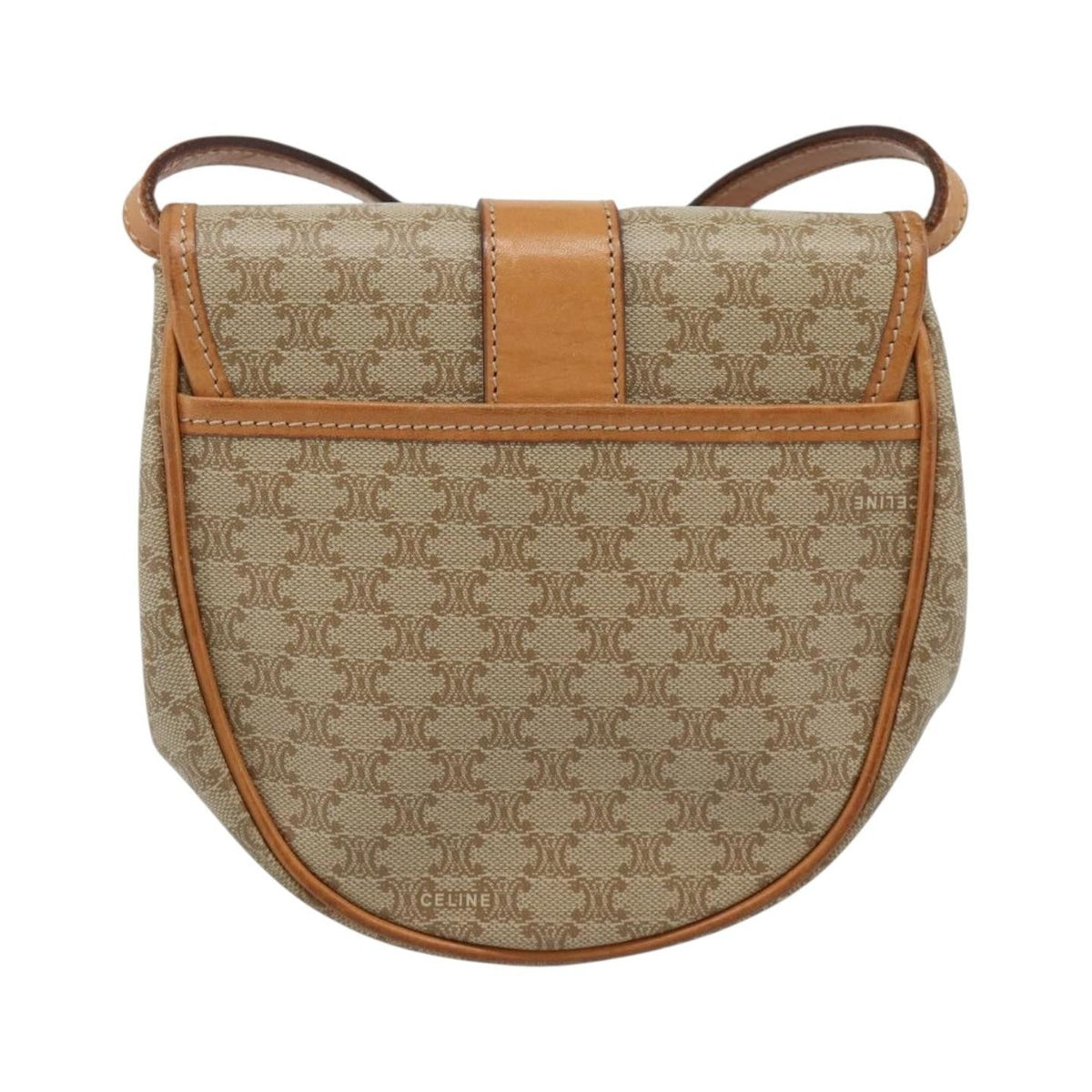 Celine Vintage Macadam Canvas and Leather, Beige, Canvas, Shoulder Bag