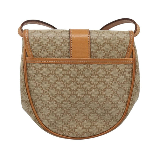 Celine Vintage Macadam Canvas and Leather, Beige, Canvas, Shoulder Bag