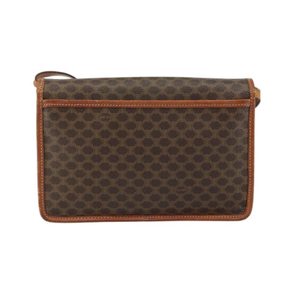 Celine Vintage Macadam Circle Logo Canvas and Leather, Brown, Canvas, Shoulder Bag