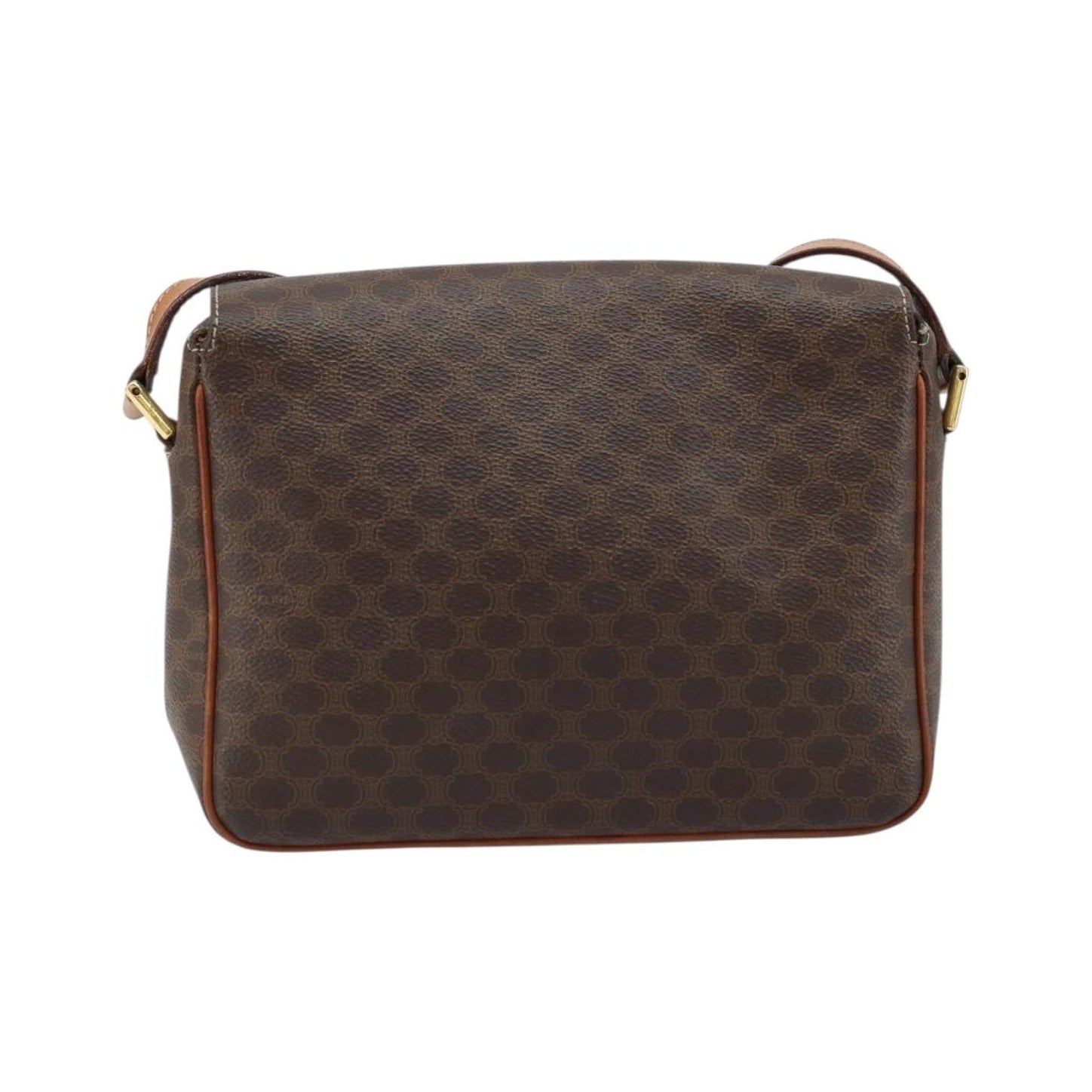 Celine Vintage Macadam Circle Logo Canvas and Leather, Brown, Canvas, Shoulder Bag